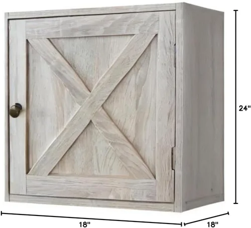 Miniatura 2 de Rainbow Sophia Mesita de noche, mesita de noche de granja con gabinete y estantes, 18 x 18 x 24 pulgadas, roble blanco