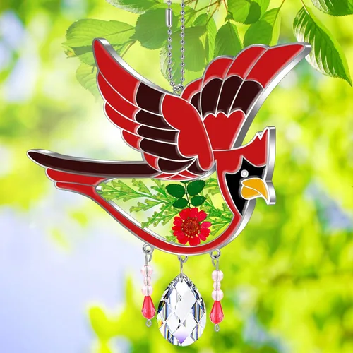 Miniatura 10 de KY&BOSAM Blue Bird - Campanillas de viento de cristal con dijes de metal, prismas de arco iris coloridos para decoración de jardín para mamá/abuela