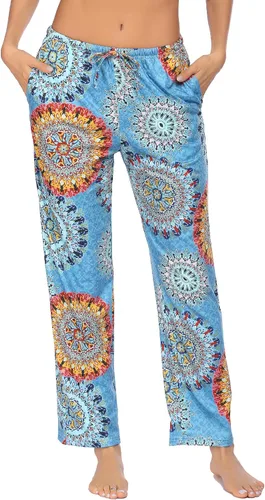 Miniatura 2 de Ekouaer - Pantalones cómodos de pijama, con bolsillos, a cuadros, elásticos y con cordón, para mujer