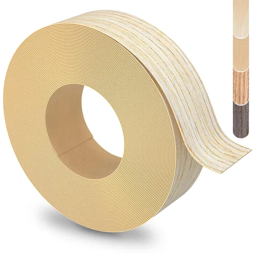 Miniatura 13 de Bandas de Borde de Abedul, rollo de 1 1/2 pulgadas x 10 pies de Bandas de Borde de Chapa - Pre-encoladas Flexibles, Cinta de Madera Real