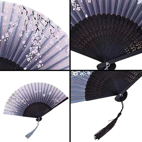 Miniatura 3 de 4 piezas de delicado diseño de flor de cerezo plegable de seda para fanáticos de boda, regalos de boda, regalo de fiesta, decoración de bricolaje