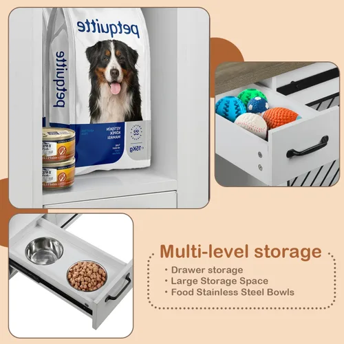 Miniatura 2 de Jaula Grande para Perros, Jaulas para Perros Medianos, Caseta para Perros de 47.2" para Interiores con Cajones, Comederos y Almacenamiento, 2