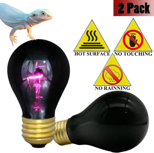 Miniatura 3 de Lámpara de calor de reptil de 75 W, bombilla de calor nocturno simulada naturaleza luz de luna, bombillas moradas, anfibios para foco de luz de sol