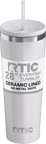 Miniatura 14 de RTIC Vaso Térmico Diario de 20 onzas de Acero Inoxidable Portátil con Aislamiento, Taza de Café de Viaje con Pajita, Forro de Cerámica, Tapa