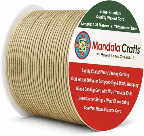 Miniatura 122 de Cuerda Mandala Crafts 0.03 pulgadas 109 yardas para hacer joyería, artesanía, macramé, cuerda de algodón encerado Negro