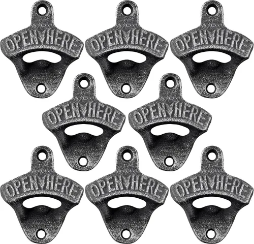 Miniatura 7 de Abrebotellas de hierro fundido de estilo antiguo, montado en la pared, abridor de tapas de cerveza en relieve, abridor superior de botellas