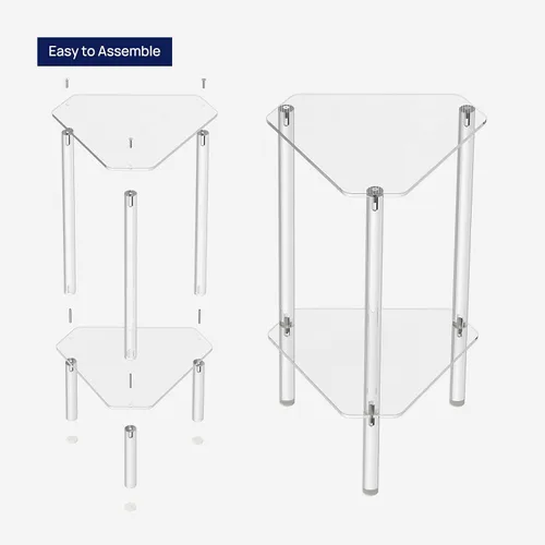 Miniatura 7 de HMYHUM Mesa auxiliar triangular de acrílico transparente, mesa auxiliar de esquina para espacios pequeños, mesa decorativa pequeña para sala