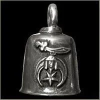 Gremlin Bell Shriners Motorcycle Gremlin Bell Evil Eye Bell - Adorno colgante de peltre plateado para ocasión casual