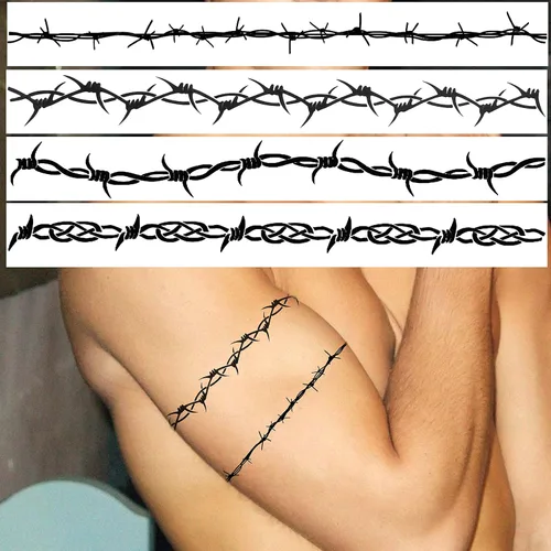 Miniatura 7 de 7 hojas de tatuajes temporales de Pamela Anderson para mujeres, niños, hombres y adultos, tatuajes de alambre de púas de Halloween, tatuajes