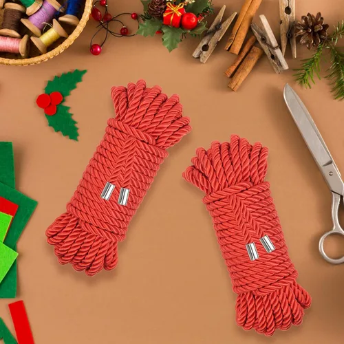 Miniatura 7 de Cuerda de seda suave, cuerda trenzada agradable a la piel (roja, 32 pies)
