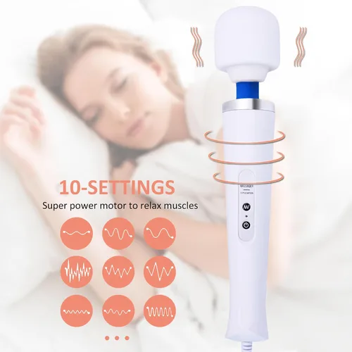 Miniatura 6 de Masajeador eléctrico de varita, potente masajeador de espalda de mano con 10 velocidades rítmicas, masajeador vibratorio de tejido profundo