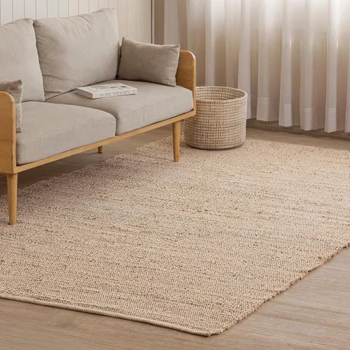 Miniatura 8 de HOMEMONDE Alfombra Chindi beige de 20 x 32 pulgadas, alfombra de trapo de algodón suave reciclado, hecha a mano, reversible, decoración bohemia