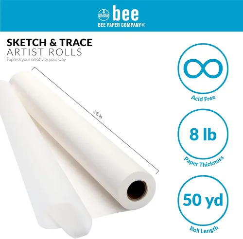 Miniatura 6 de Bee Paper Rollo de papel para dibujos y bocetos, color amarillo. Blanco