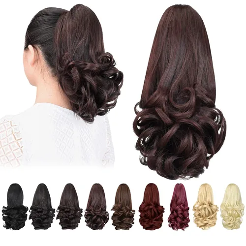 Miniatura 36 de Extensión de cola de caballo, extensiones de cabello con clip de garra de 24 pulgadas, extensiones de cabello largo y lacio, extensión de cabello