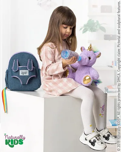 Miniatura 3 de Naturally KIDS Mochila para niños y niñas con animales de peluche, regalos para niños de 3, 4, 5, 6, 7 años, 01 Pequeño unicornio morado