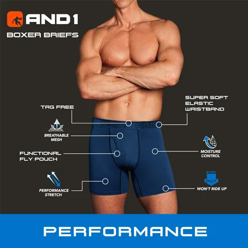 Miniatura 2 de AND1 Ropa interior para hombre, calzoncillos tipo bóxer de compresión de rendimiento, bragueta funcional (paquete de 6)