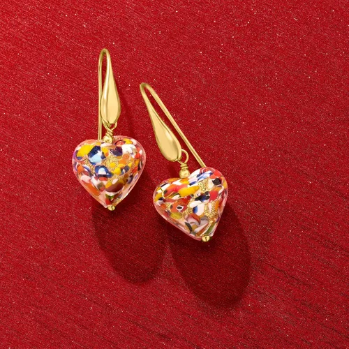 Miniatura 7 de Ross-Simons Pendientes de gota de cristal de Murano italiano en oro de 18 quilates sobre plata esterlina Plata de ley no conocido