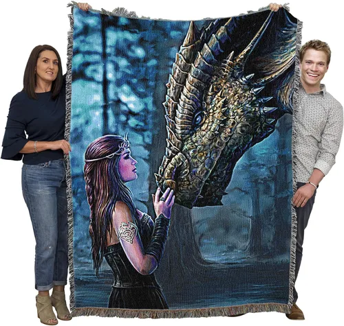 Miniatura 21 de Pure Country Weavers Anne Stokes - Manta de belleza de dragón de la colección Age of Dragons – Manta de fantasía para regalo tejida de algodón