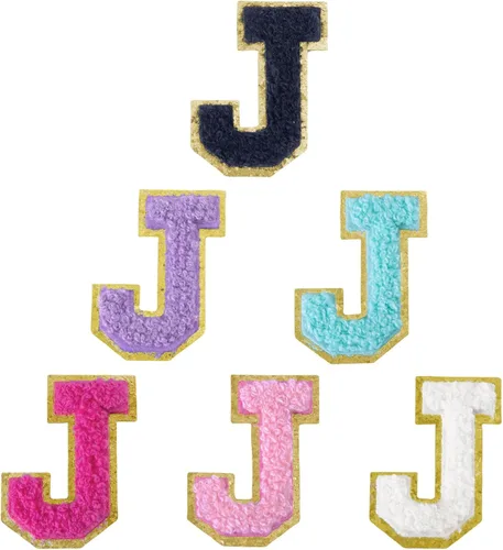 Miniatura 231 de 6 piezas de parches de letras de chenilla autoadhesivas, parches de letras preppy de 2 pulgadas para bolsos, ropa y sombreros, grandes pegatinas