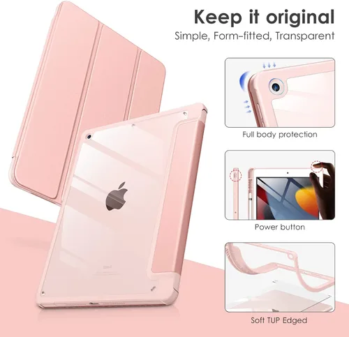Miniatura 3 de VIKESI Funda para iPad de 9ª / 8ª / 7ª generación de 10.2 pulgadas (lanzado en 2021/2020/2019), parte trasera transparente, cubierta de marco de TPU