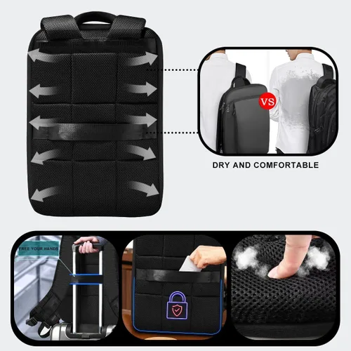 Miniatura 3 de ZINMARK Mochila delgada expandible para laptop de 15, 15.6 y 16 pulgadas, antirrobo, bolsa duradera para computadora, multiusos, de gran capacidad