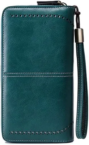 Miniatura 6 de Earnda Billetera para mujer tarjetero de cuero de gran capacidad para tarjetas de crédito RFID Azul_008 Casual