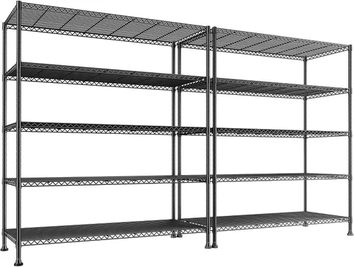 Miniatura 11 de REIBII Estantería de almacenamiento de 75''H de metal, estantería de 6 niveles con cable para despensa, estantería de garaje ajustable de 1200LBS