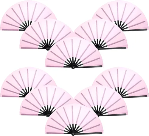 Miniatura 16 de QIRMIZI Abanico plegable grande de 10 piezas para rave de mano, abanicos para Kung Fu, Tai Chi, Danza, Festivales de Música, Carnavales, bodas