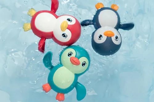 Miniatura 6 de DUCKBOXX XX Juguetes de baño a pilas con pingüinos de nado de espalda para niños de 18 meses en adelante (3 piezas)