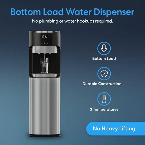 Miniatura 10 de Brio Dispensador de agua de carga inferior, serie esencial, 3 ajustes de temperatura, agua caliente, temperatura ambiente y fría, aprobado por