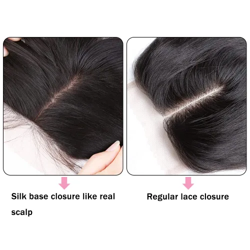 Miniatura 2 de Cabello humano con base de seda 4x4 con cierre de encaje con cabello de bebé, ondulado, cierre de cabello virgen brasileño, parte libre, color Parte