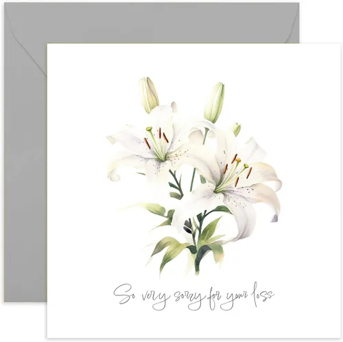 Old English Co. - Tarjeta de felicitación de condolencias con texto en inglés «Very sorry For Your Loss» para amigos y familiares – Tarjeta de