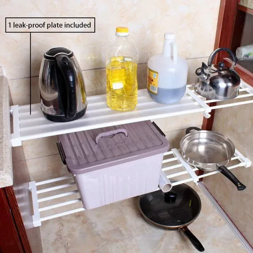 Miniatura 6 de Organizador de estante ajustable, estante extensible y barra de armario sin taladrar para armario, estantería de cocina (10.3 a 14.9 pulgadas)