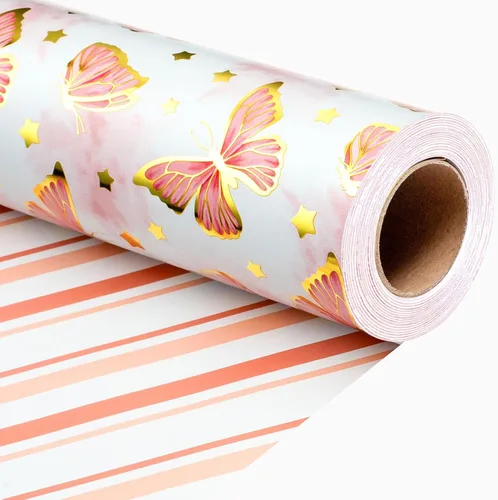 Miniatura 8 de MAYPLUSS Rollo de Papel de Regalo, Papel de Regalo con Bandera a Cuadros Azul y Blanco, Papel de Regalo Reversible para Patinadores y Carreras