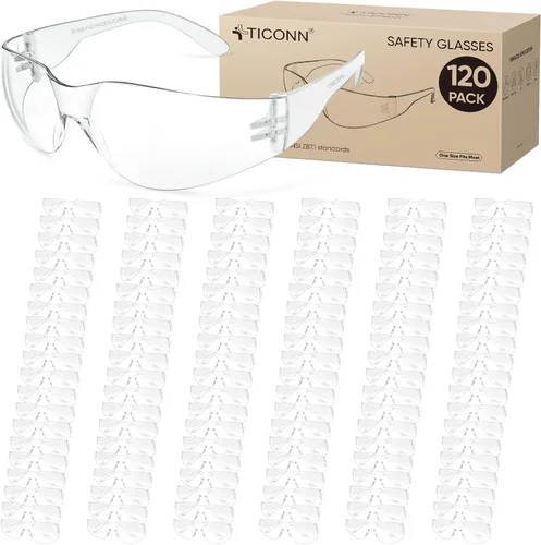 Miniatura 19 de TICONN Gafas de seguridad transparentes para hombres, gafas protectoras resistentes a los arañazos y impactos, cumplen con la norma ANSI Z87.1