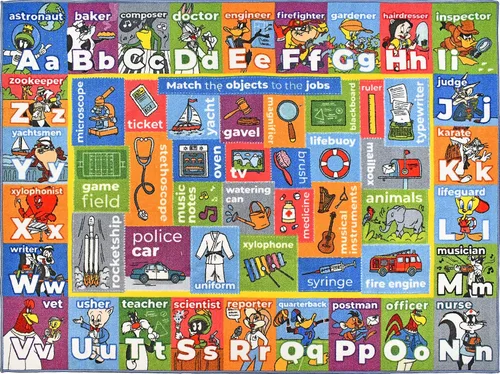 Miniatura 13 de DC Super Friends - Alfombra educativa para niños, alfabeto, emociones y rasgos de héroe ABC, alfombra de aprendizaje de habilidades sociales