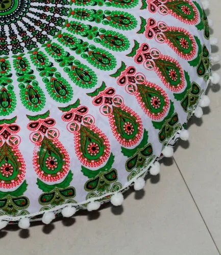 Miniatura 7 de CRAFT KALA Funda de cojín de 22 pulgadas para meditación, diseño de mandala, funda para puf, asiento redondo, diseño de mandala bohemio, de algodón