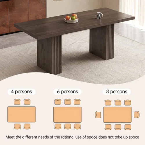 Miniatura 7 de Juego de mesa de comedor moderna de 5 piezas, mesa de cocina rectangular de roble de 66.9 pulgadas con 4 sillas, mesa de comedor de madera moderna
