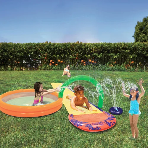 Miniatura 4 de Wham-O Slip n' Slide 3 en 1 Splash Park de 16 pies con piscina infantil y aspersores - Los mejores juguetes de jardín al aire libre, juguetes