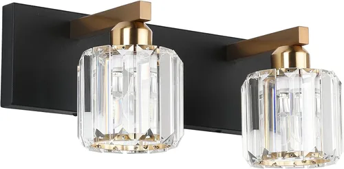 Miniatura 24 de Aipsun Accesorios de Luz Negros para Tocador de Baño Lámpara de Tocador Moderna de Cristal para Baño 4 Luces (Excluye Bombilla)