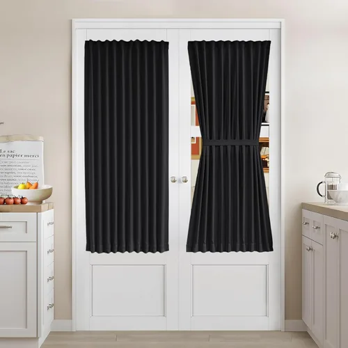 Miniatura 26 de Vatge - Cortinas autoadhesivas para puerta francesa, tratamiento de ventana con filtro de luz sin varillas ni perforaciones para puertas de cristal