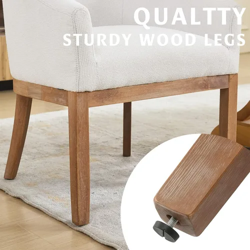 Miniatura 6 de SoarFlash Sillas de comedor tapizadas modernas de mediados de siglo con brazos, juego de 2, sillas de cocina y comedor de lino de granja, con marco