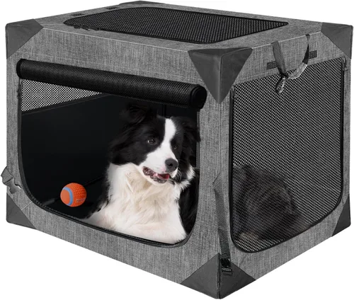 Nottia Jaula para perros, plegable y suave para perros grandes (3 años de garantía), para interiores y exteriores, portátil, con ventana de malla a