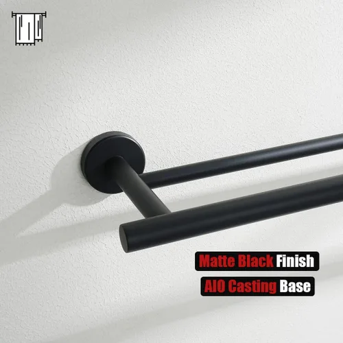 Miniatura 8 de JQK - Toallero doble de 27 pulgadas, negro mate, longitud útil de 24 pulgadas, toallero de baño de acero inoxidable 304 de 0.8 mm de espesor