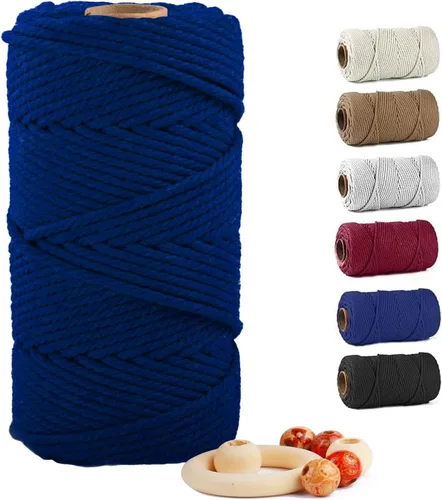 Miniatura 57 de ZUEXT - Cordón de algodón de macramé de 0.197 in x 328 yardas, cuerda trenzada de jengibre natural hecha a mano, 4 hebras, cuerda de punto