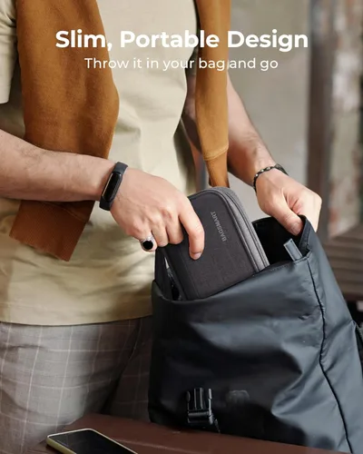 Miniatura 2 de BAGSMART Organizador de cables de viaje pequeño, organizador técnico para cargador, teléfono, negro