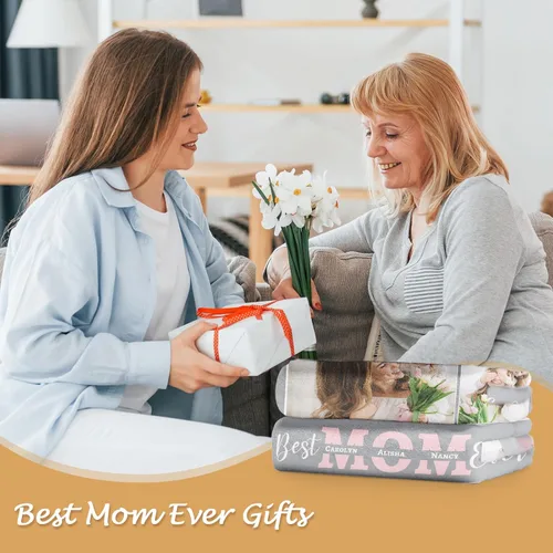Miniatura 5 de Manta personalizada con fotos para mamá de hija, hijo, niños, marido, manta personalizada con foto, regalos para la mejor mamá del mundo, mantas