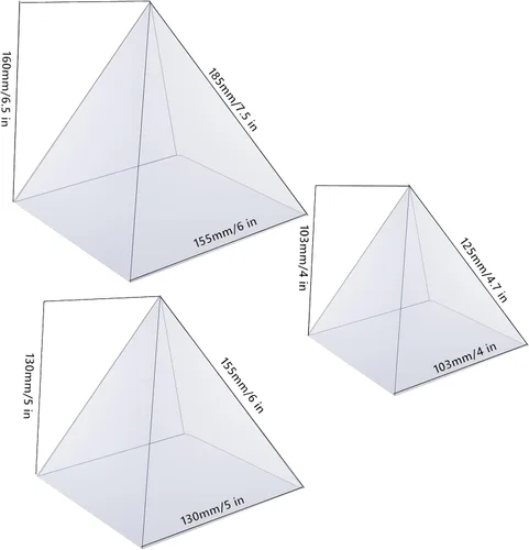 Miniatura 2 de Moldes de pirámide de silicona transparente supergrandes, 3 piezas, interior de 4.7 a 7.5 pulgadas, moldes de resina de silicona para orgonita