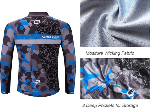 Miniatura 27 de sponeed Ropa de ciclismo para hombre, manga larga, para bicicleta de montaña, camiseta de bicicleta de carretera, pantalones acolchados, trajes