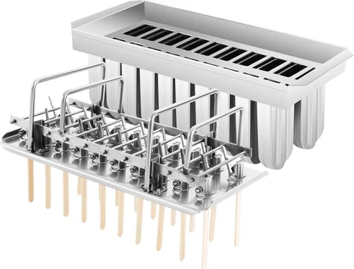 Kit de moldes de paletas de hielo de acero inoxidable, moldes de acero inoxidable, soporte para palitos de helado de paletas de hielo + cepillo de